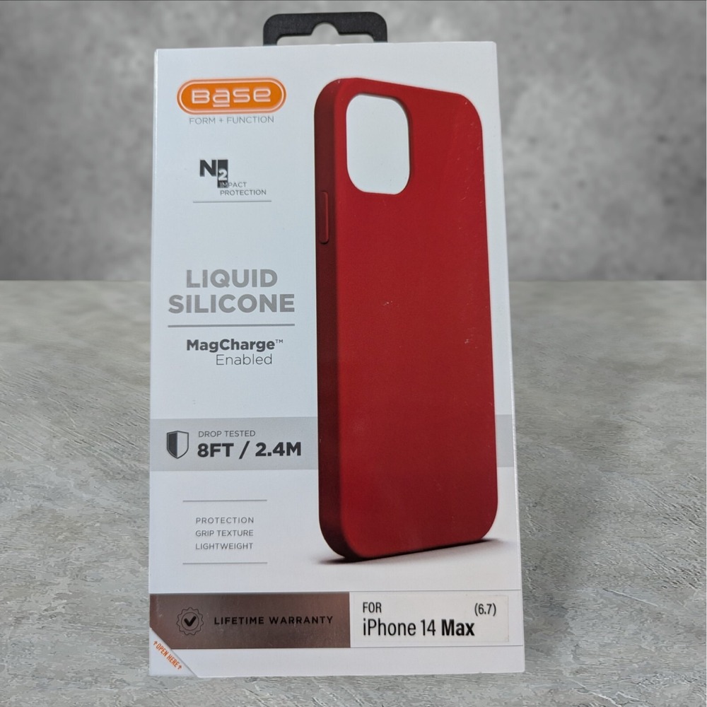 A3. Base Liquid Silicone MagCharge‎ Case For Apple iPhone 14 Max (14 Plus) Red
